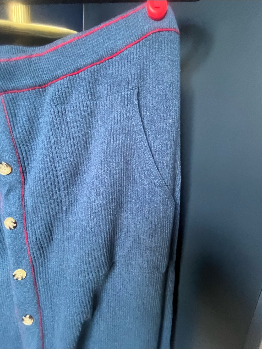 ModCloth Blue Button-Front Knit Skirt with Red Trim-size 2x-NWT - Picture 4 of 9